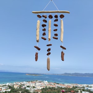 Rustic,driftwood beach hanging.Driftwood mobile,perfect for porch,garden or balcony decor.