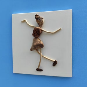 One-of-a-kind driftwood  wall art of a happy dancer.Dancing girl.Coastal beach decor