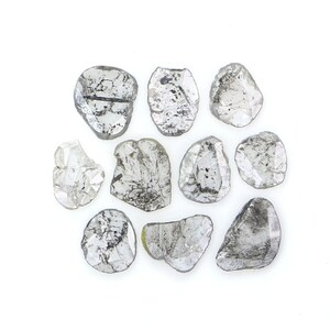 1.04  Ct Natural Loose Slice Shape Diamond Salt And Pepper Slice Diamond 3.95 MM NaturaI Diamond Black Grey Color Slice Cut Diamond NQ2136