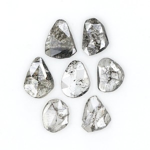 0.99 Ct Natural Loose Slice Shape Diamond Salt And Pepper Slice Cut Diamond 4.50 MM Natural Black Grey Color Slice Rose Cut Diamond NQ1643