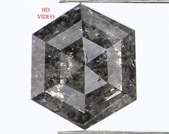 0.57 CT Diamant im Sechseckschliff, Salz und Pfeffer Diamant, Loser Natürlicher Diamant, Schwarzer Diamant, Grauer Diamant, Diamant im antiken Rosenschliff N1276