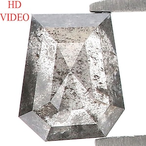 0.96 CT Natural Loose Coffin Shape Diamond Salt And Pepper Coffin Cut Diamond 6.25 MM Black Grey Color Coffin Shape Rose Cut Diamond QN1097