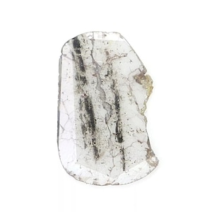 0.88 Ct Natural Loose Slice Shape Diamond Salt And Pepper Slice Diamond 14.10 MM Natural Diamond Black Grey Color Slice Cut Diamond NQ610