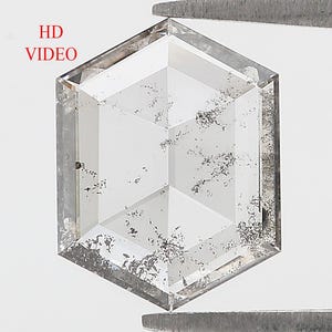 1,54 CT Hexagon Rose Cut Salt And Pepper Lab Grown 10.85 MM Loose Diamond CVD Fancy Black Grey Color Lab Created Antique Cut Diamonds N2641