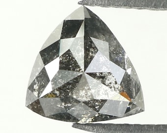 1.27 Ct Natural Loose Diamond Triangle Shape Diamond Salt And Pepper Diamond 7.00 MM Natural Black Grey Triangle Rose Cut Diamond QN9661