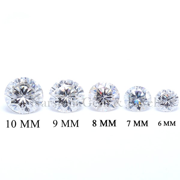 10 MM,9 MM, 8 MM , 7MM ,6MM Loose Round Moissanite Diamond White G H Color Vs Clarity Eye Clear Stone For Engagement  Wedding Ring  GN01