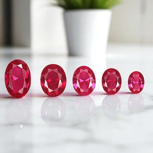 Oval Red Ruby Cubic Zirconia Stones CZ Stones Oval American Stones Simulated Stones 12X8/10X8/9X7/8X6/7X5 MM Oval Brilliant Cut Stones GN224