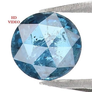 Diamante natural solto redondo de 0,69 ct, cor azul, diamante redondo, diamante natural solto de 5,60 mm, cor azul, diamante redondo lapidado rosa NQ475