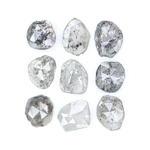 0.97 CT Natural Loose Slice Shape Diamond Salt And Pepper Slice Cut Diamond 4.15 MM Natural Black Grey Color Slice Rose Cut Diamond NQ2133