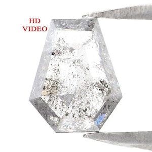 0.61 CT Natural Loose Coffin Shape Diamond Salt And Pepper Coffin Diamond 6.20 MM Natural Black Gray Color Coffin Rose Cut Diamond QN1888