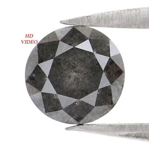 0.85 Ct Natural Loose Round Shape Diamond Salt And Pepper Round Diamond 5.50 MM Natural Black Grey Color Round Brilliant Cut Diamond NQ9353