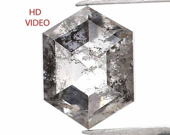 0.72 CT Diamante natural suelto en forma de hexágono Sal y pimienta Diamante de talla hexagonal 6.00 MM Diamante natural suelto en forma de hexágono de talla rosa QN729