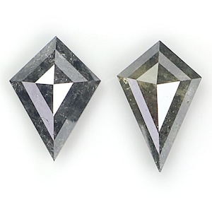 0.85 CT Natural Loose Kite Cut Pair Diamond Salt And Pepper Kite Shape Diamond 6.95 MM Natural Black Grey Color Kite Rose Cut Diamond N2600