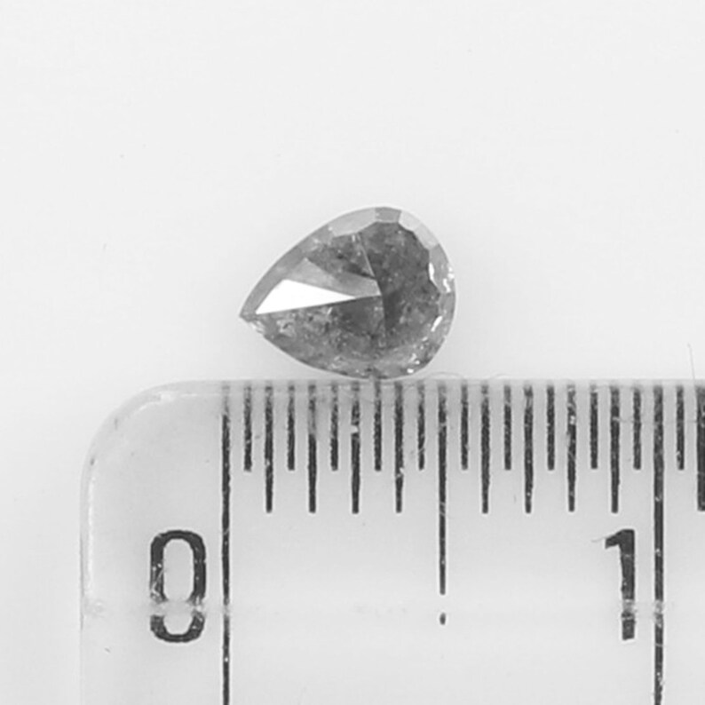 0.39 Ct Natural Loose Diamond Pear Black Grey Salt And Pepper Color 5.05 MM N9875