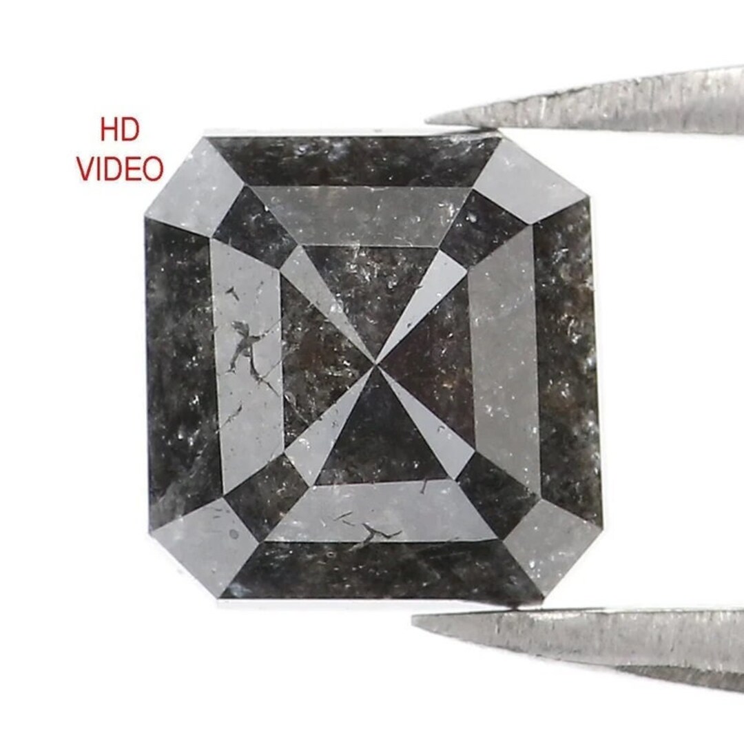 1.48 CT Natural Loose Radiant Shape Diamond Salt and Pepper Radiant ...