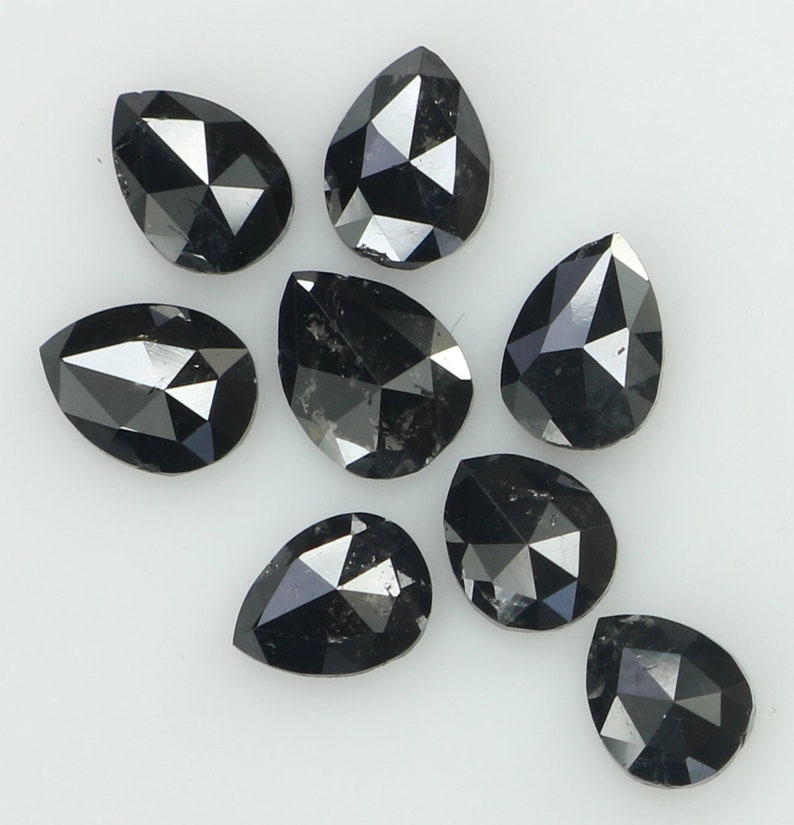 2.15 Ct Natural Loose Diamond Pear Black Color I3 Clarity 8 Pcs N8611