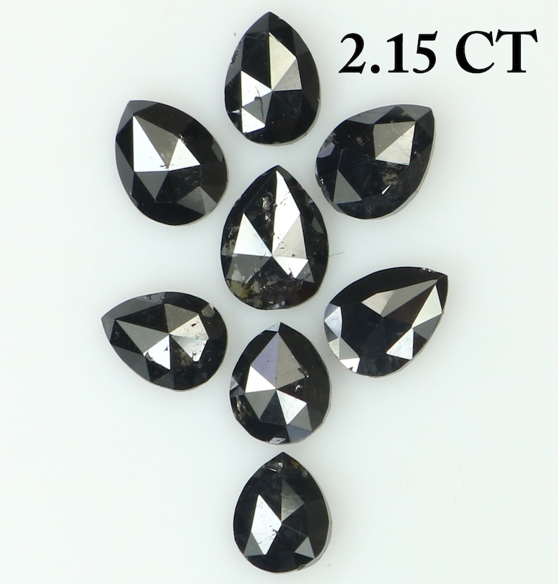 2.15 Ct Natural Loose Diamond Pear Black Color I3 Clarity 8 Pcs N8611