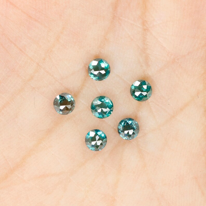 1.12 Ct Natural Loose Diamond Round Rose Cut Blue Color 6 pcs N474