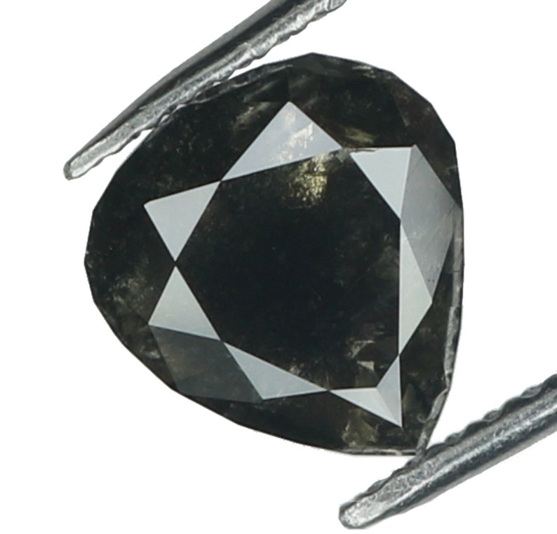 0.85 Ct Natural Loose Diamond Heart Black Grey Color I2 Clarity 6.40 MM N7701