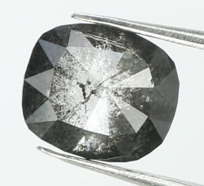 0.61 Ct Natural Loose Diamond Oval Black Grey Salt And Pepper Color I3 Clarity 5.30 MM N7694