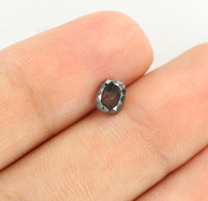 0.61 Ct Natural Loose Diamond Oval Black Grey Salt And Pepper Color I3 Clarity 5.30 MM N7694