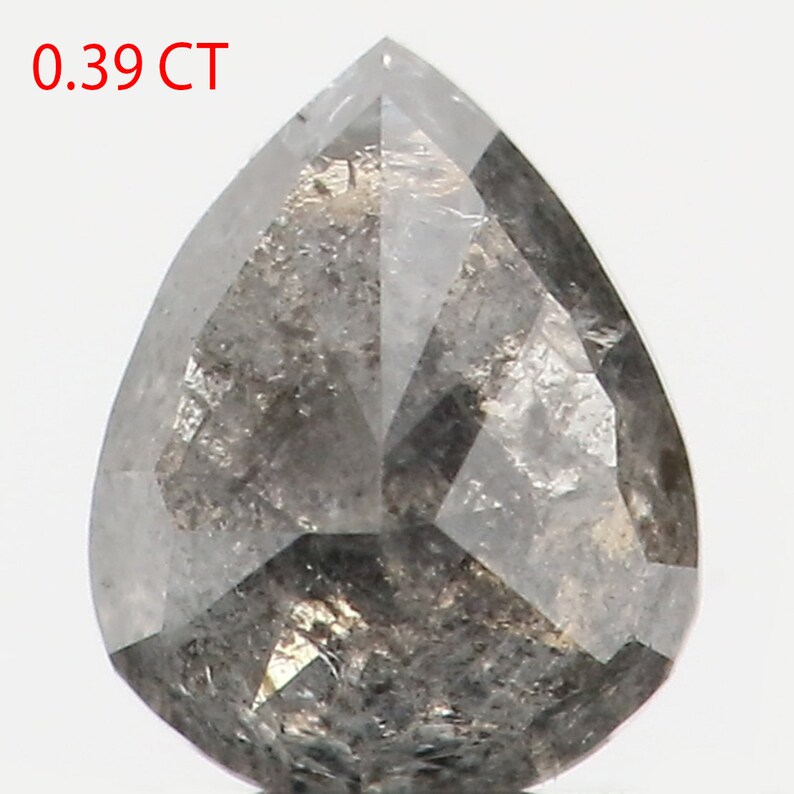 0.39 Ct Natural Loose Diamond Pear Black Grey Salt And Pepper Color 5.05 MM N9875