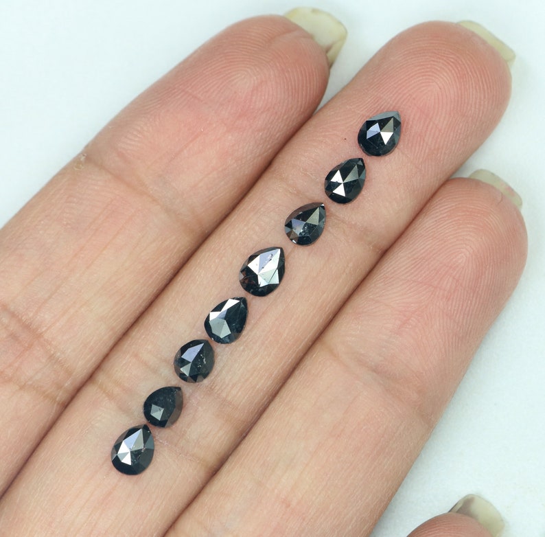 2.15 Ct Natural Loose Diamond Pear Black Color I3 Clarity 8 Pcs N8611