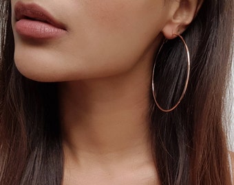 Large Rose Gold Hoop Earrings