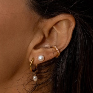 Pink Pain Free Ear Cuff - 18k Gold Plated - Pink Rhinestone Earrings - Hinged Cartilage Cuff - Dainty Wrap Earrings
