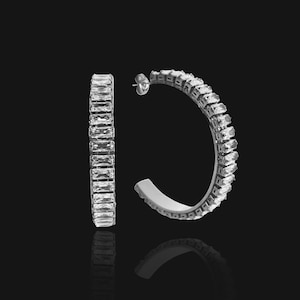 Silber Cubic Zirkonia Creolen: Edelstahl Statement Schmuck