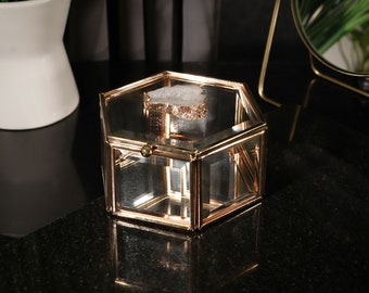 Glass Agate Crystal Jewellery Trinket Box - Glass Jewellery Box - Crystal Jewellery Box - Gold or Silver