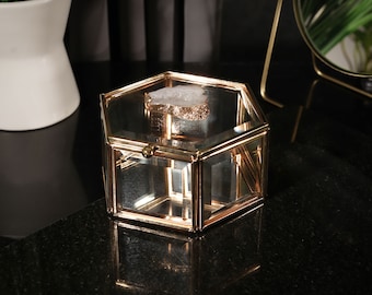 AGATE装飾的なガラスボックス3個セット Glass Agate Crystal Jewellery Trinket Box - Glass Jewellery