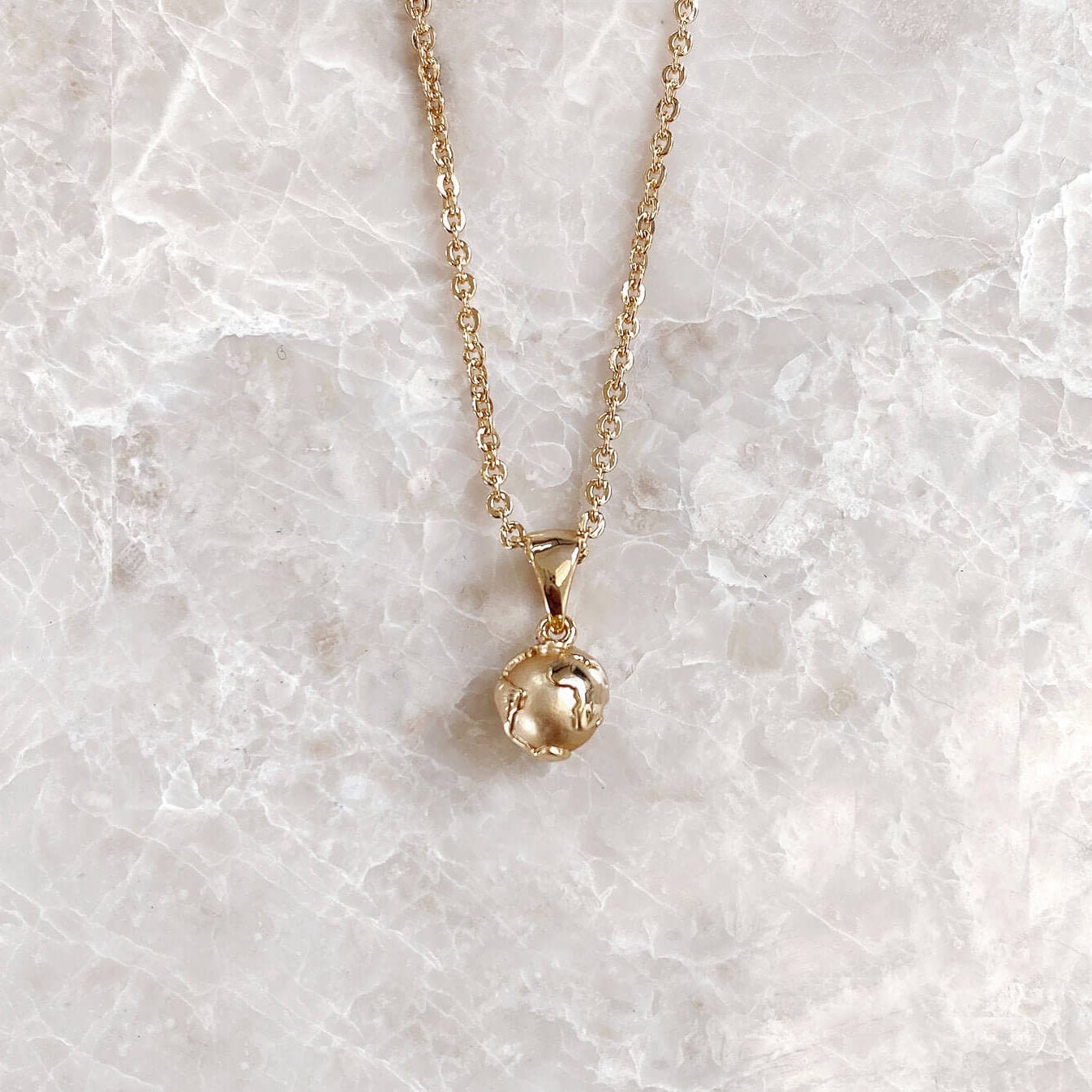 Globe Necklace Earth World Map Pendant 