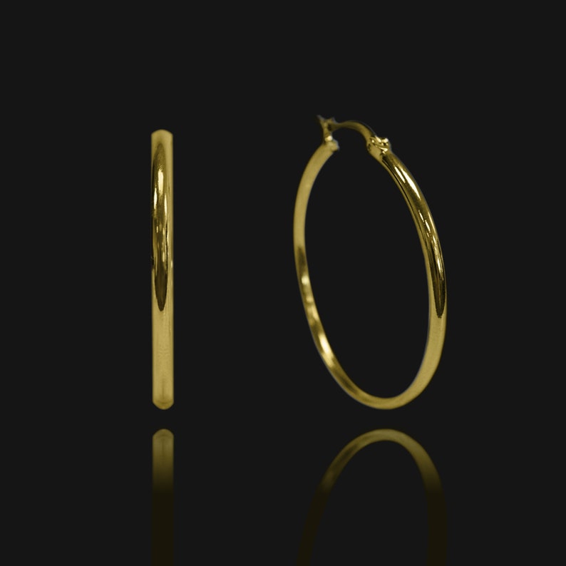 18K Gold Hoop Earrings 18k Gold Hoop Earrings Rose Gold Hoop Earrings Small Hoop Earrings Large Hoop Earrings zdjęcie 1
