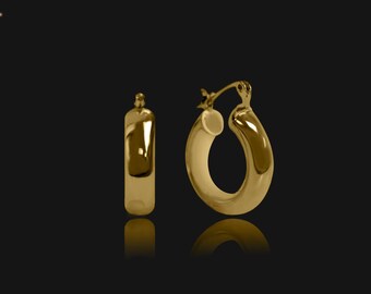 Pendientes gruesos de aro Huggie - Pendientes de oro de 18 k - Pendientes de aro Huggie grueso - Pendientes de aro de oro pequeños - Pendientes Huggies