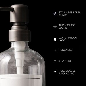 Luxury clear glass soap dispenser set of 2, hand soap and hand lotion dispensers for kitchen or bathroom