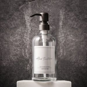 Luxury clear glass soap dispenser set of 2, hand soap and hand lotion dispensers for kitchen or bathroom