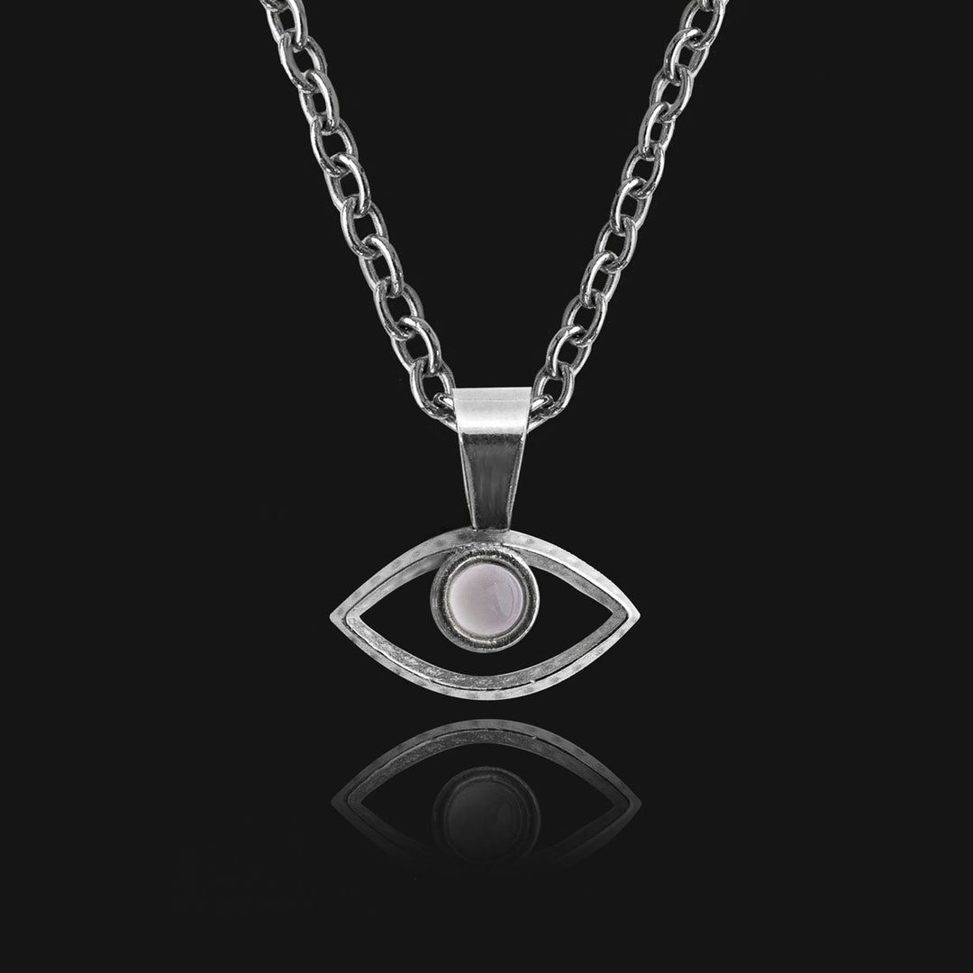 Evil Eye Pendant Necklace Silver Evil Eye Necklace Hammered Pendant