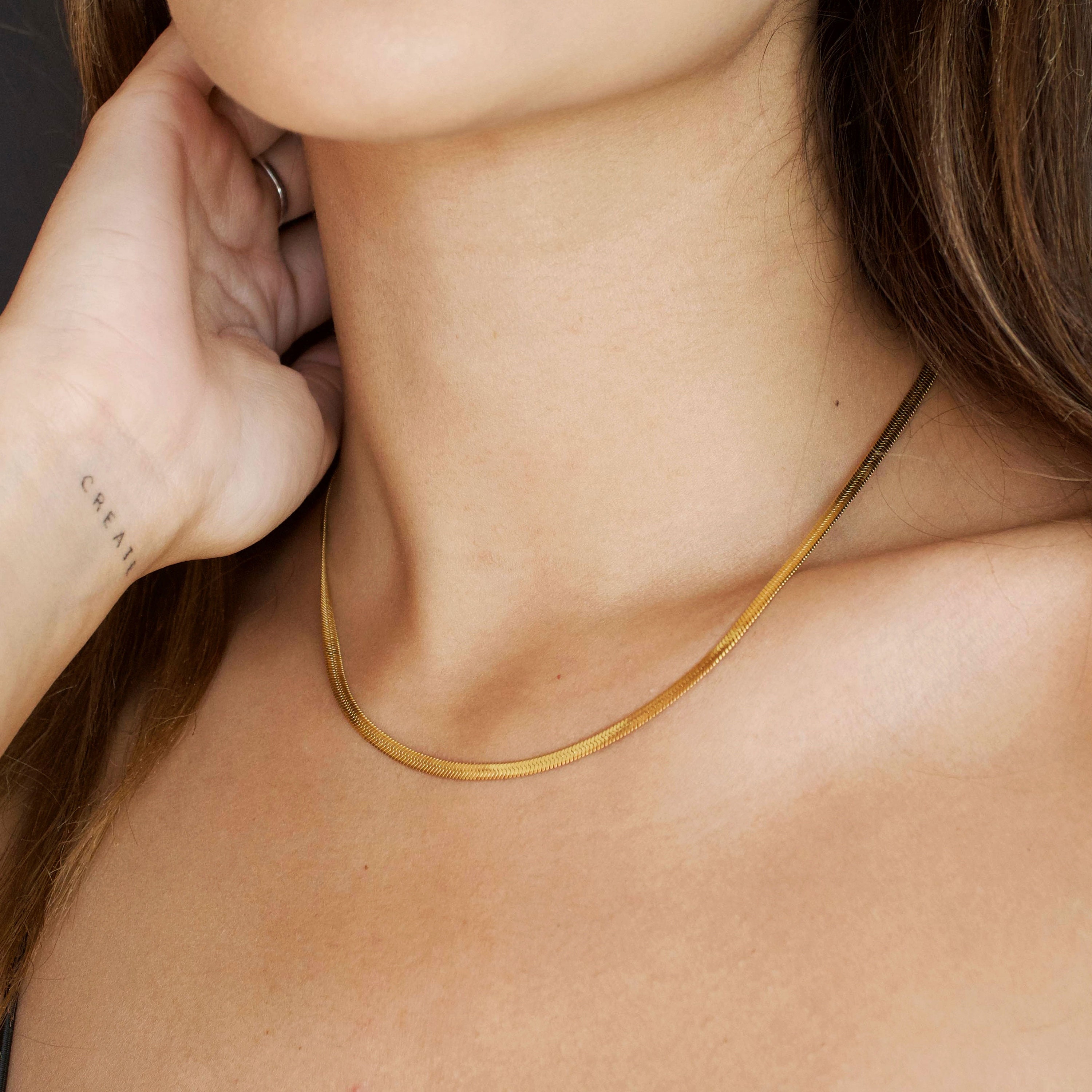 【TATIANA】MODERN FLAT SNAKE CHAIN NECKLACE Flat SNAKE Chain 925 Sterling Silver Necklace 18