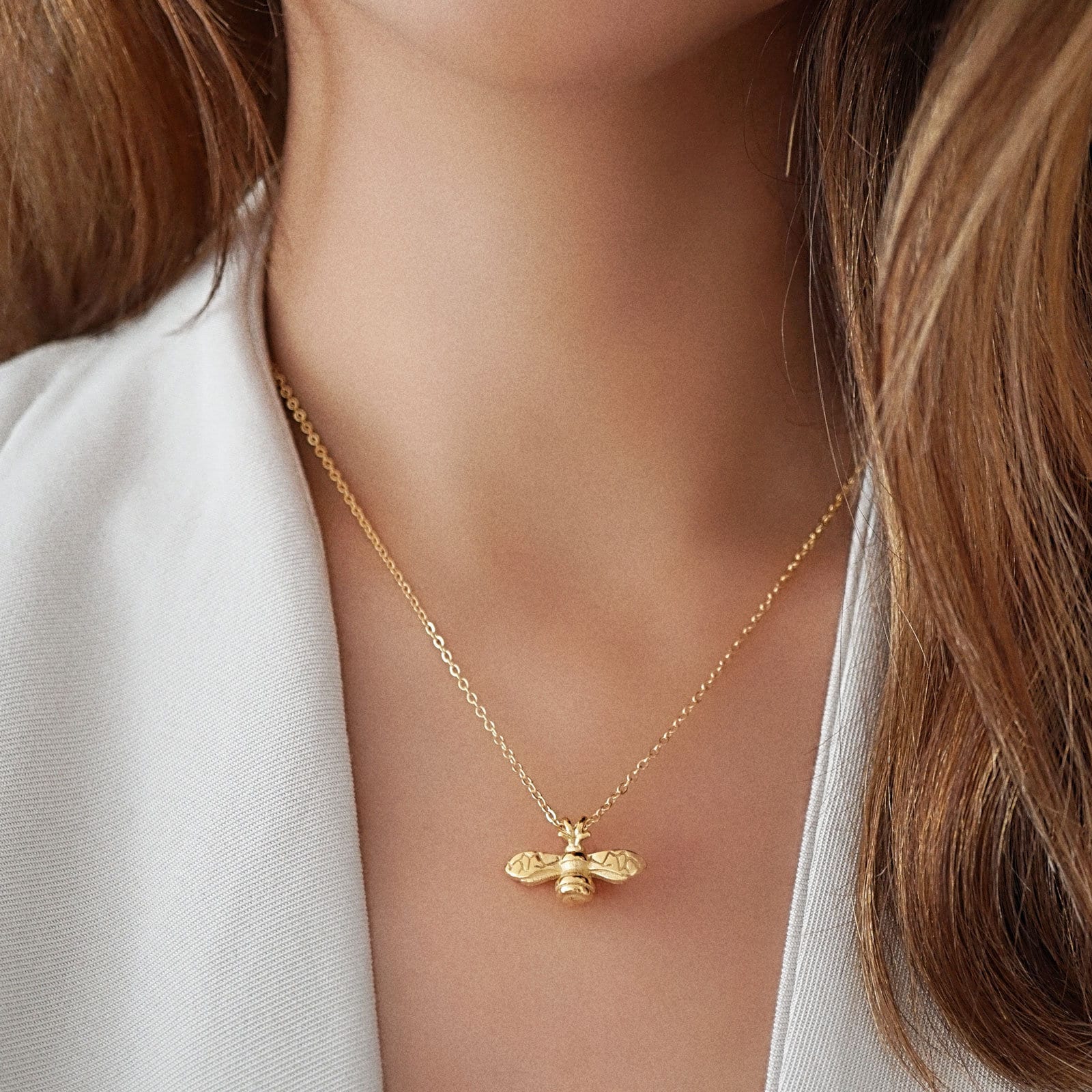 Bumble Bee Pendant Necklace Gold Rose 