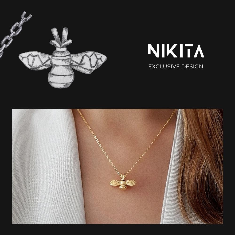 Bumble bee pendant necklace gold deals