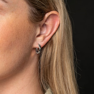 Chunky Huggie Hoop Earrings: Hypoallergenic Stainless Steel (1.2cm)