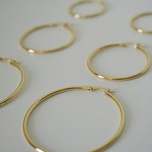 18K Gold Hoop Earrings 18k Gold Hoop Earrings Rose Gold Hoop Earrings Small Hoop Earrings Large Hoop Earrings image 4