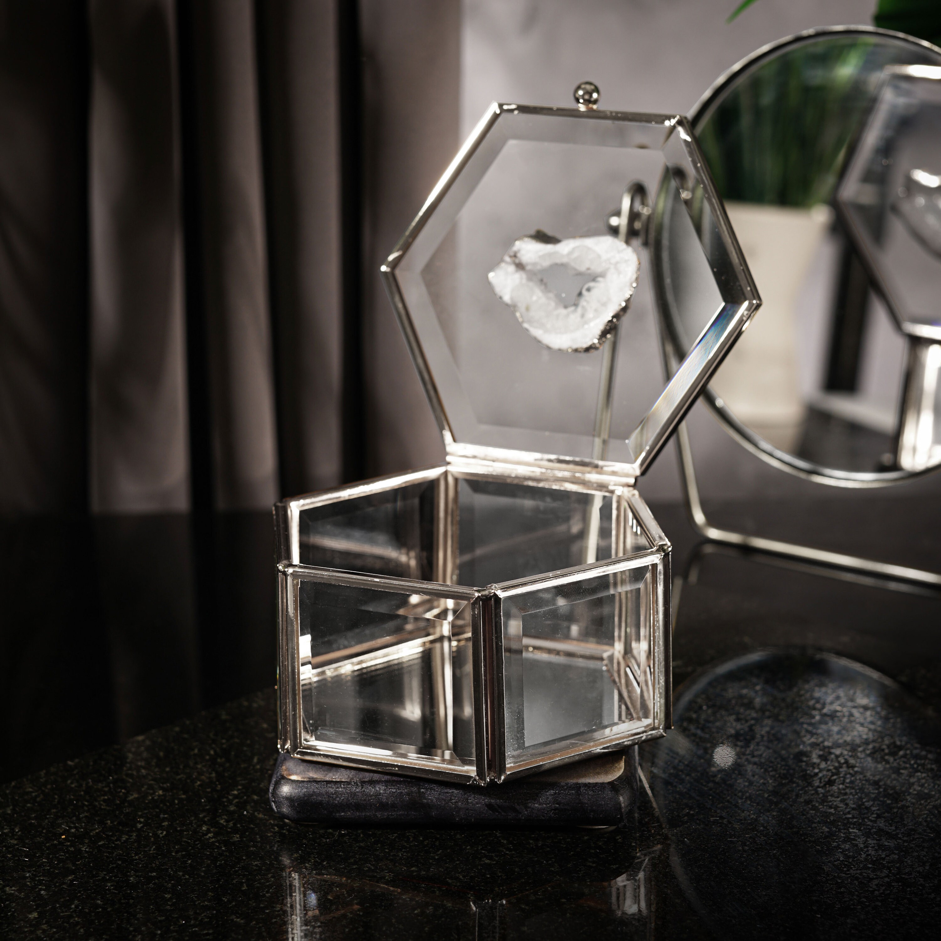 【祝開店！大放出セール開催中】 Trinket Jewellery Crystal Agate Glass Box Jewellery Glass - その他