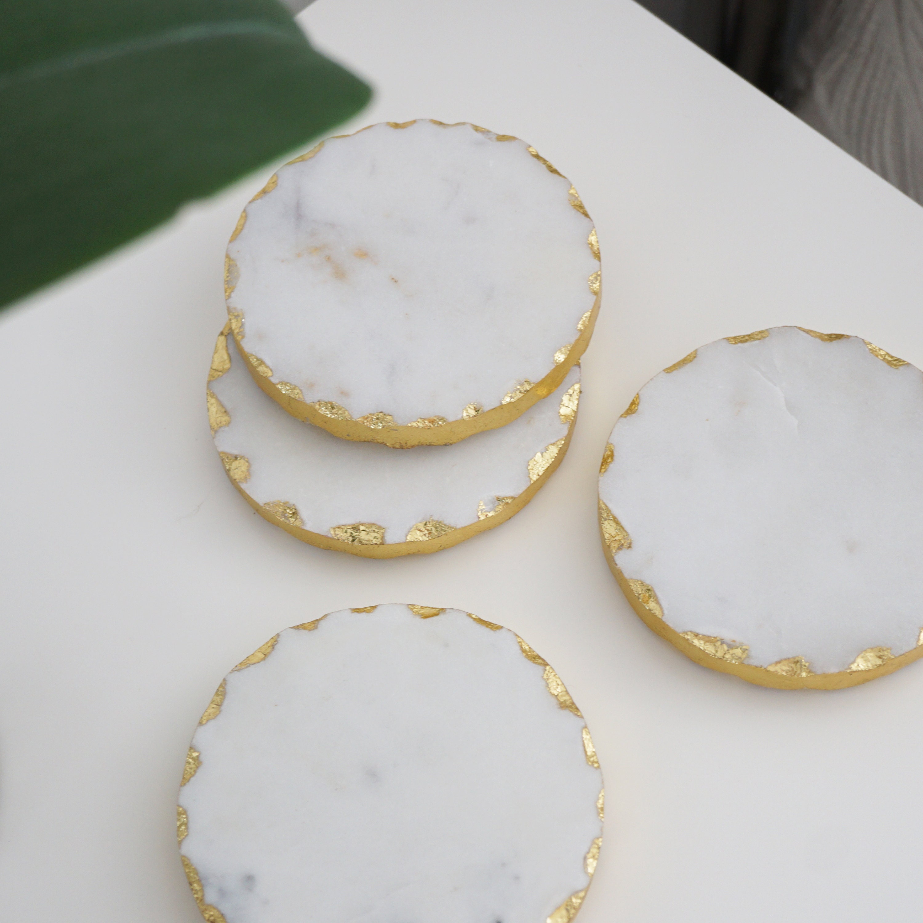 White Marble Round Coasters 3 colours Set of 4 Etsy