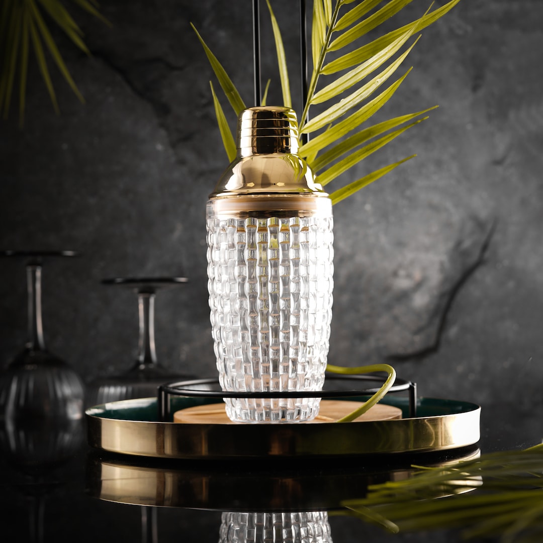 Luxury Glass Cocktail Shaker in Gold, Rose Gold or Silver