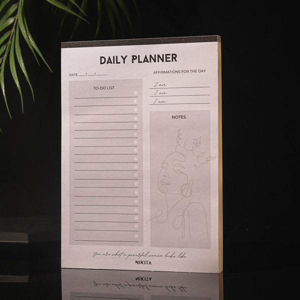 Daily Planner Desk Pad - 100 Tear-off Sheets - Black and White - Daily Schedule - To-do List - Desk Daily Planner Notebook