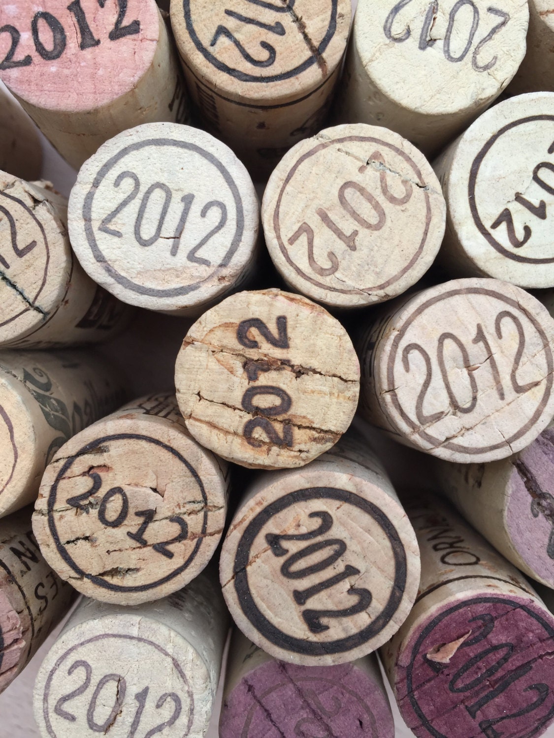 2012 Printed Used Wine Corks Real Wine Cork With Date Stamp Wedding