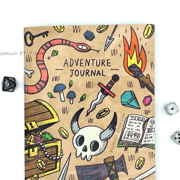 Adventure Journal Notebook - A5 lined and illustrated campaign jotter