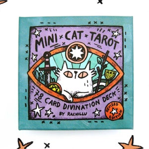 Mini Cat Tarot Deck and Companion Guidebook plus optional Tarot Cloth - cute unique gift set perfect for cat lovers and tarot card readers!